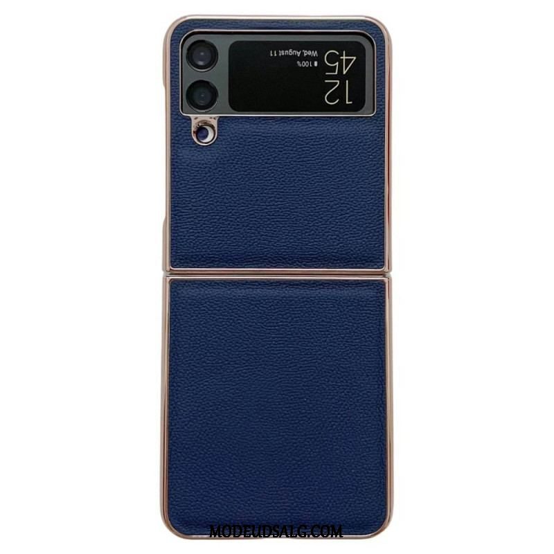 Mobilcover Samsung Galaxy Z Flip 4 Flip Cover Ægte Læder Gyldne Kanter
