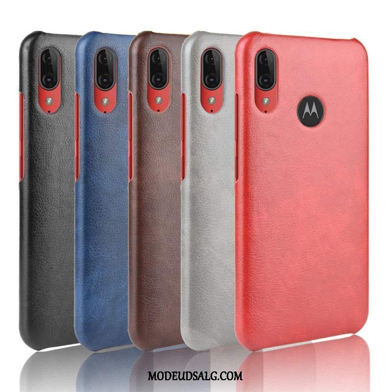 Moto E6 Plus Etui Kvalitet Beskyttelse Cover Læder Rød