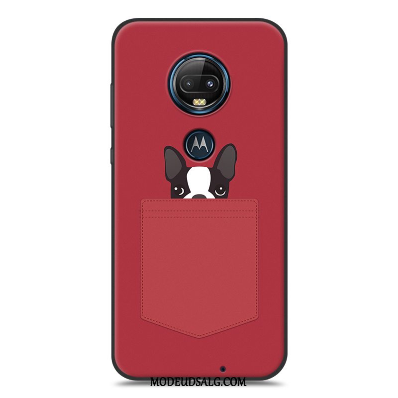 Moto G7 Etui Net Red Beskyttelse Kreativ Nubuck Af Personlighed