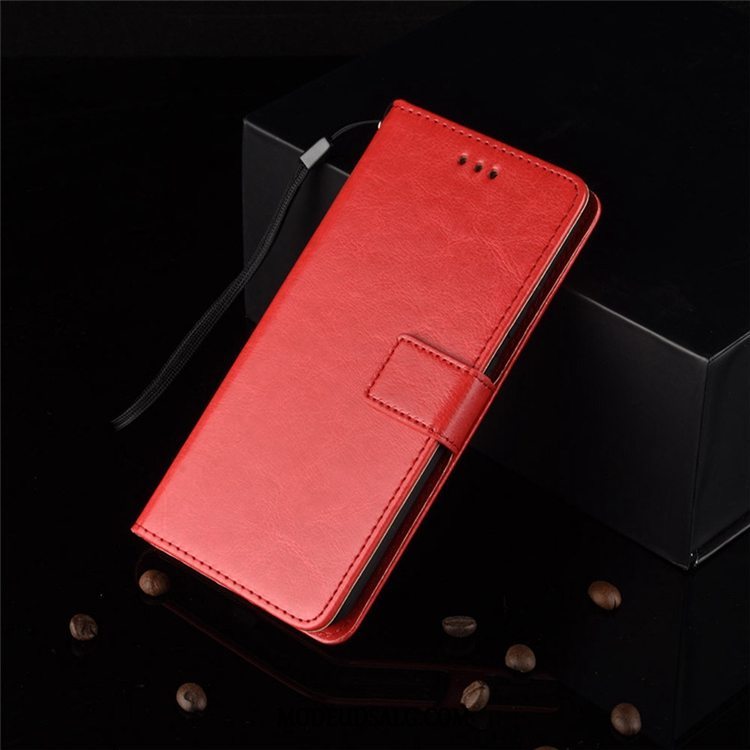 Motorola One Action Etui Lædertaske Magnetisk Spænde Beskyttelse Rød Clamshell