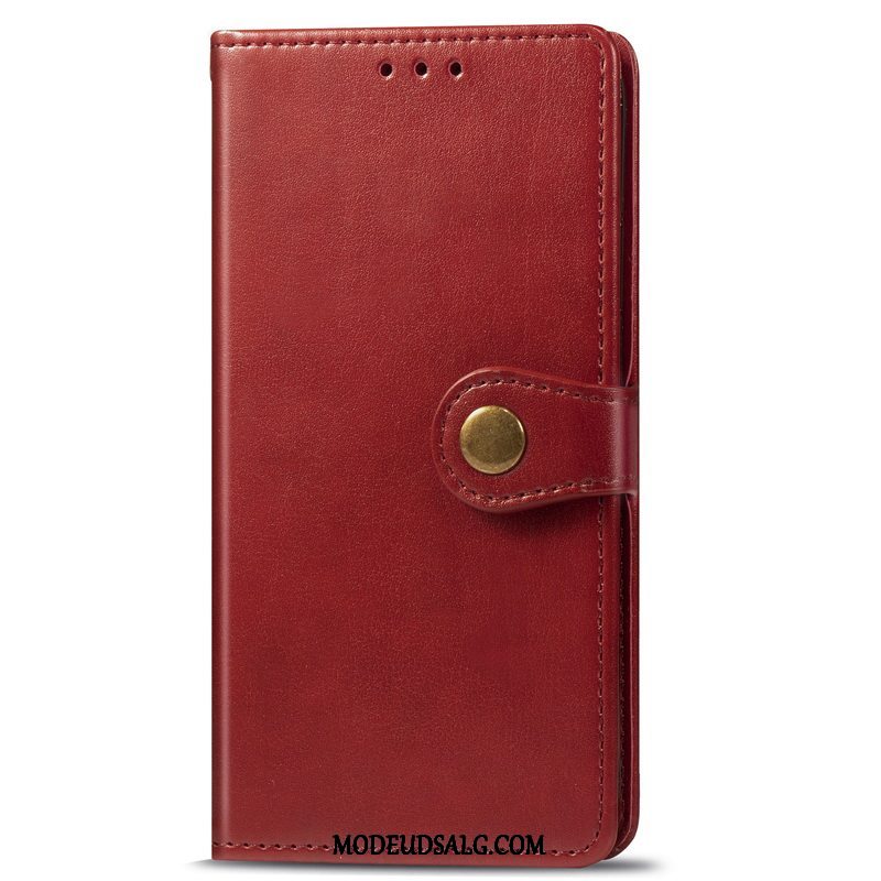 Motorola One Macro Etui Simple Cover Solid Farve Hængende Ornamenter Rød
