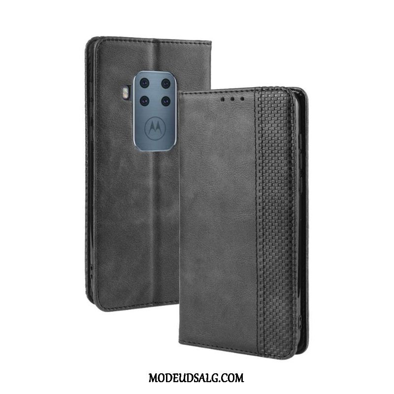 Motorola One Zoom Etui / Cover Tegnebog Sort Lædertaske Magnetisk Spænde