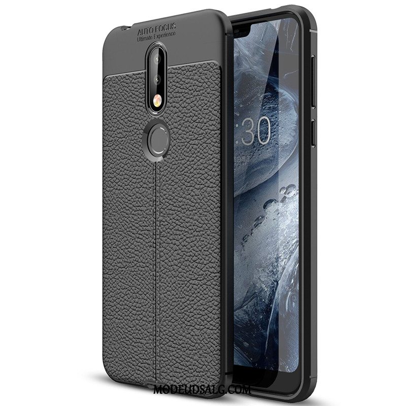Nokia 7.1 Etui Beskyttelse Cover Læder Alt Inklusive Sort