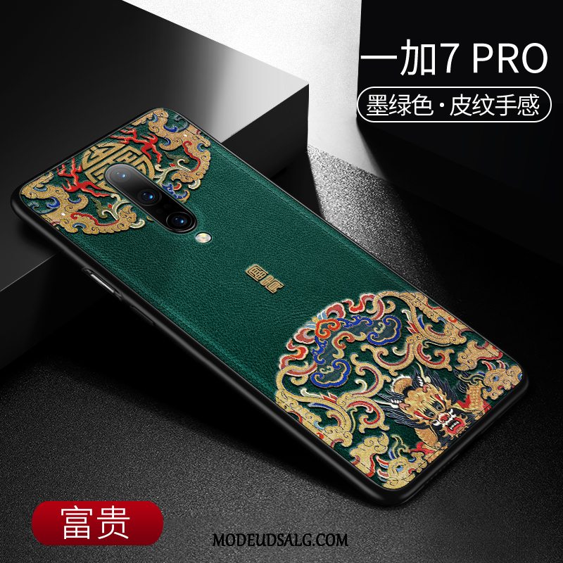 Oneplus 7 Pro Etui Mønster Kinesisk Stil Kreativ Læder Anti-fald