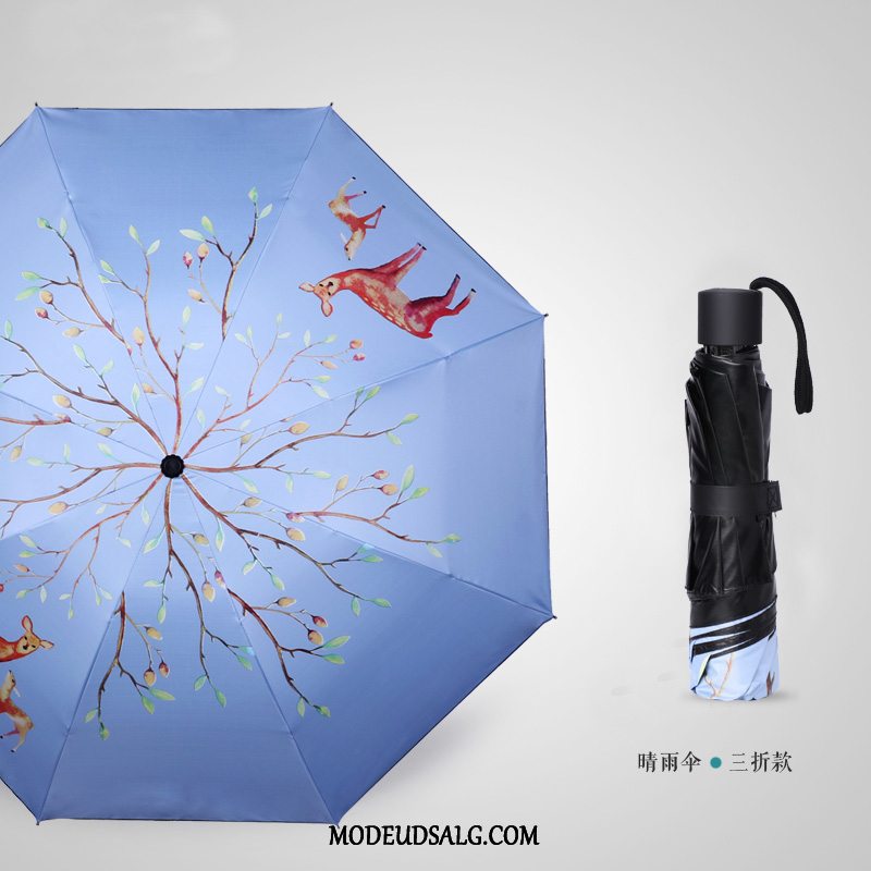 Paraply Dame Fold Multifunktions Kvinder Anti-uv Blomster
