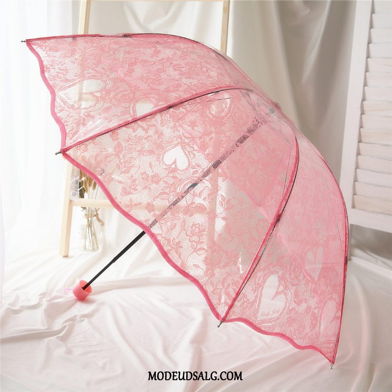 Paraply Dame Kreativ Sommer Fold Kvinder Gennemsigtig