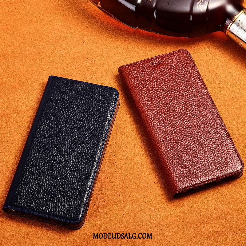 Redmi 8a Etui Ægte Læder Sort Clamshell Cover Beskyttelse