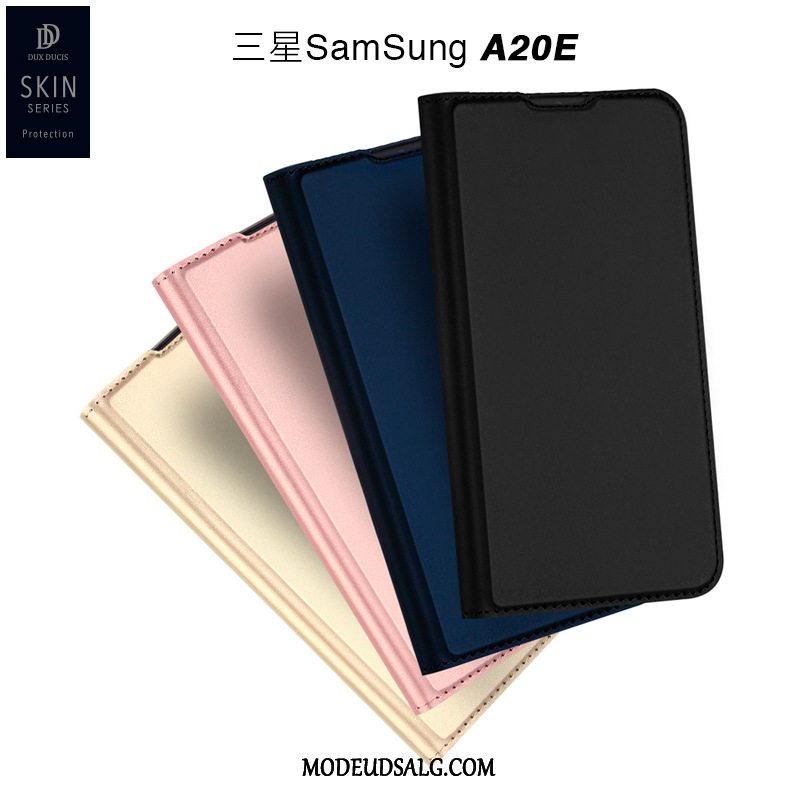 Samsung Galaxy A20e Etui Folio Lædertaske Cover Blå Beskyttelse
