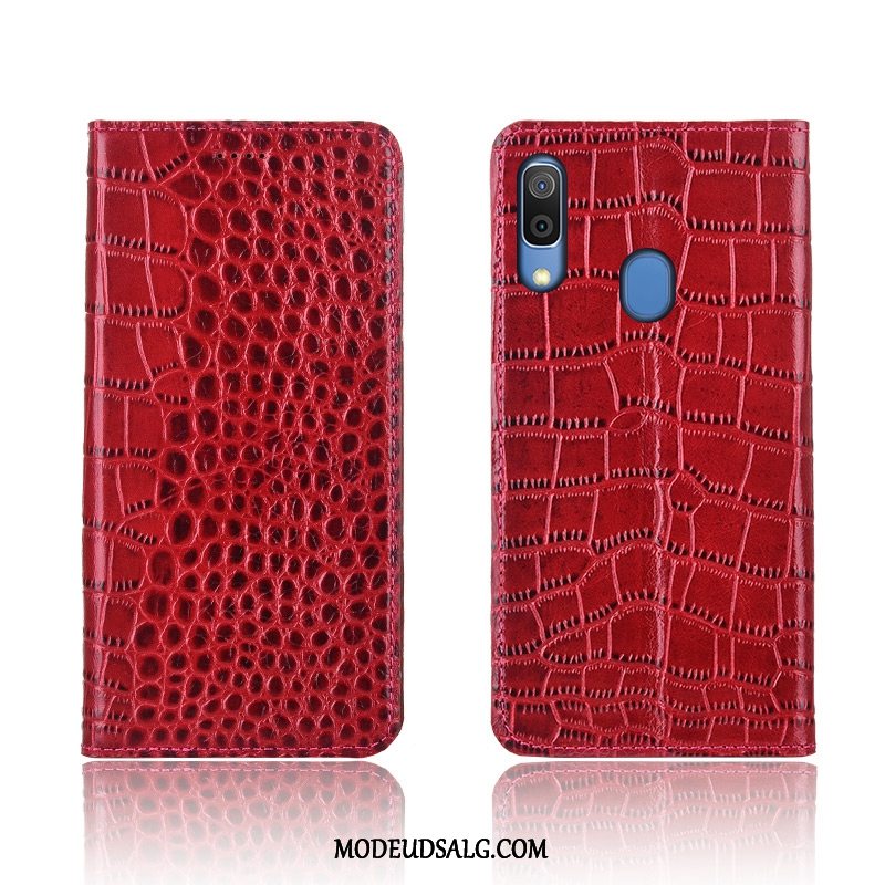 Samsung Galaxy A20e Etui Lædertaske Krokodille Alt Inklusive Rød Ny