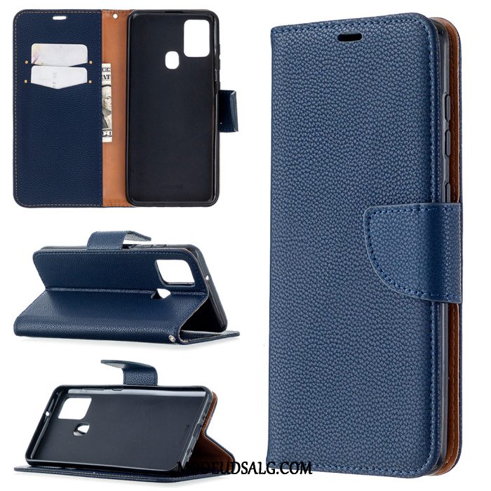 Samsung Galaxy A21s Etui Solid Farve Mørkeblå Cover Lædertaske Mønster
