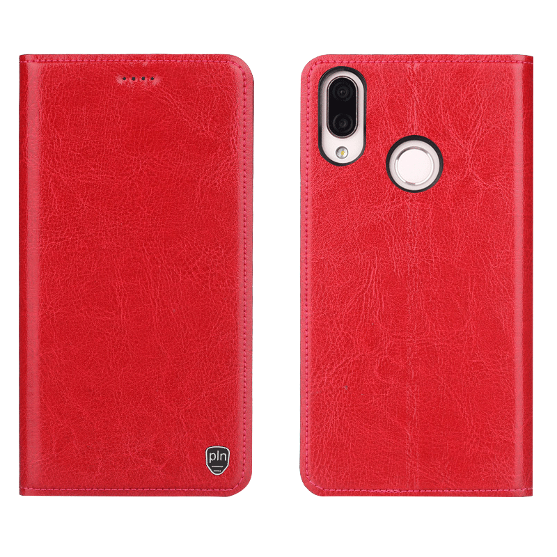 Samsung Galaxy A40 Etui Rød Ægte Læder Cover Alt Inklusive Anti-fald