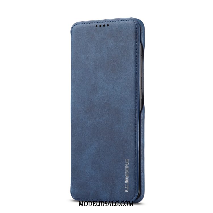 Samsung Galaxy A41 Etui Blå Magnetisk Ægte Læder Lædertaske Anti-fald