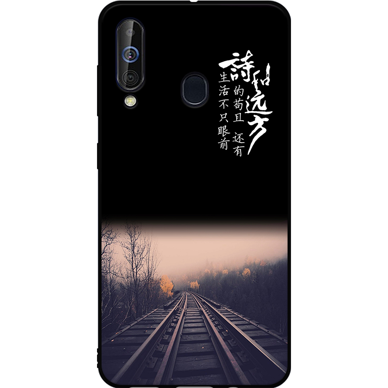 Samsung Galaxy A60 Etui / Cover Sort Blød Ring Hængende Ornamenter Anti-fald