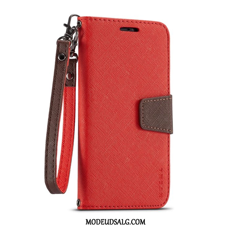 Samsung Galaxy A70 Etui Anti-fald Nubuck Clamshell Lædertaske Rød