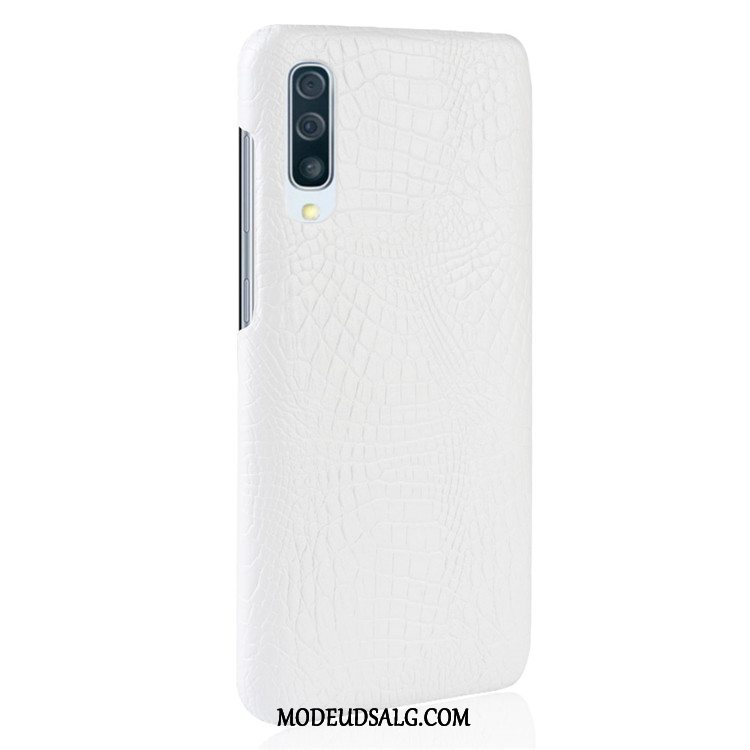 Samsung Galaxy A70 Etui Beskyttelse Tasker Læder Krokodille Mønster Hvid