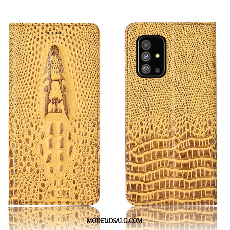 Samsung Galaxy A71 Etui / Cover Anti-fald Krokodille Beskyttelse Ægte Læder Folio