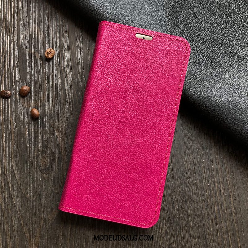 Samsung Galaxy A71 Etui Ægte Læder Cover Clamshell Support Rød