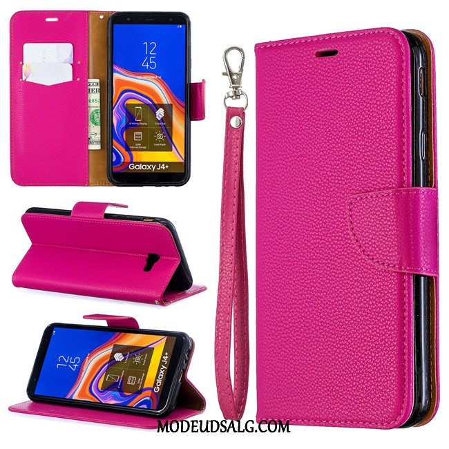 Samsung Galaxy J4+ Etui / Cover Rød Beskyttelse Lædertaske Anti-fald