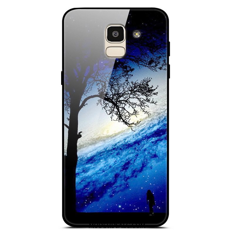 Samsung Galaxy J6 Etui / Cover Anti-fald Blå Glas Simple Måned