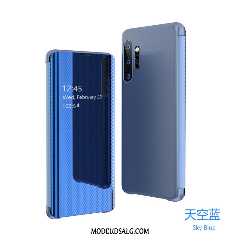 Samsung Galaxy Note 10+ Etui / Cover Anti-fald Blå Spejl Gennemsigtig Folio