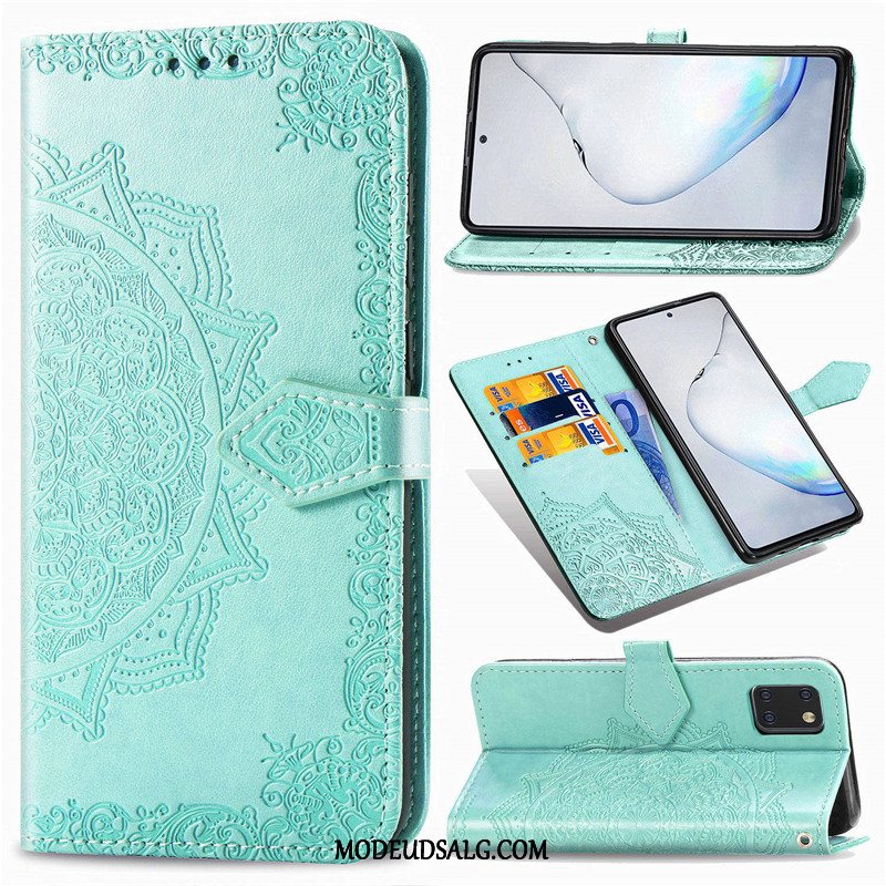 Samsung Galaxy Note 10 Lite Etui Cover Prægning Grøn Lædertaske Beskyttelse