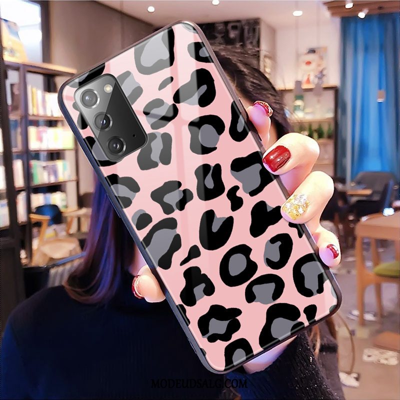 Samsung Galaxy Note20 Etui / Cover Glas Lyserød Leopard
