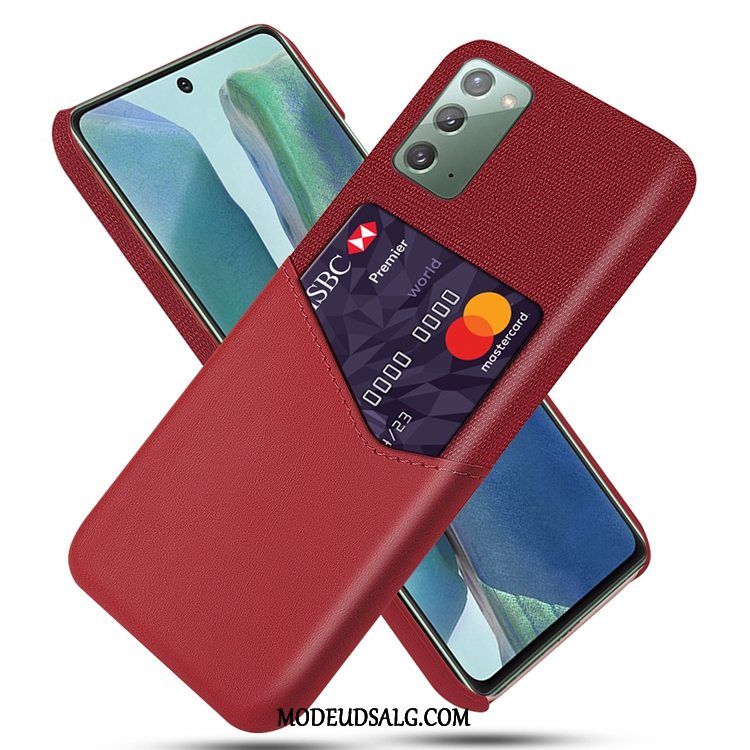 Samsung Galaxy Note20 Etui / Cover Rød Nubuck Kort Tasker Anti-fald