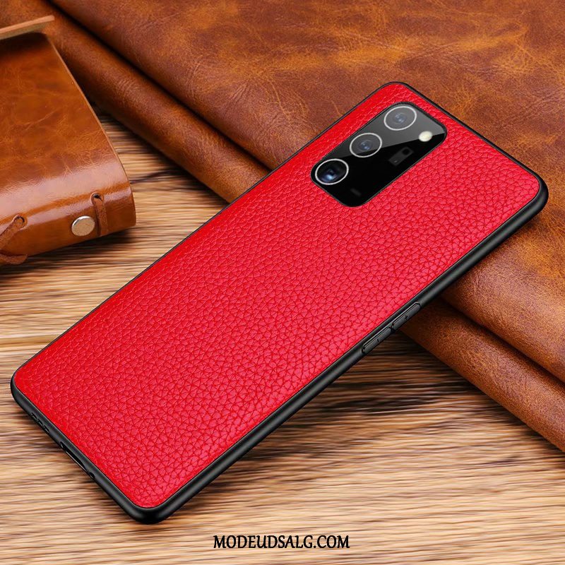 Samsung Galaxy Note20 Etui Lædertaske Bagdæksel Rød Alt Inklusive Ægte Læder