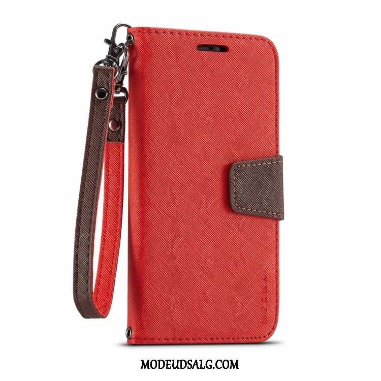 Samsung Galaxy S10 5g Etui Lædertaske Rød Lærred Clamshell