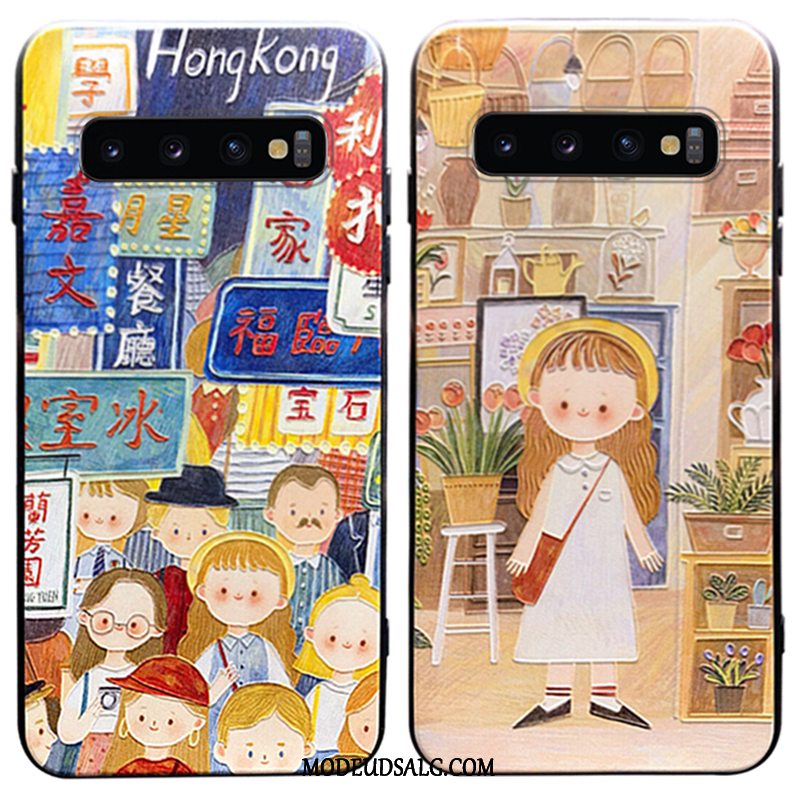 Samsung Galaxy S10+ Etui Silikone Blå Beskyttelse Elskeren Nubuck