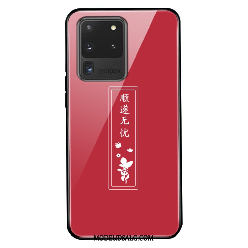Samsung Galaxy S20 Ultra Etui / Cover Glas Rød Tilpas Silikone