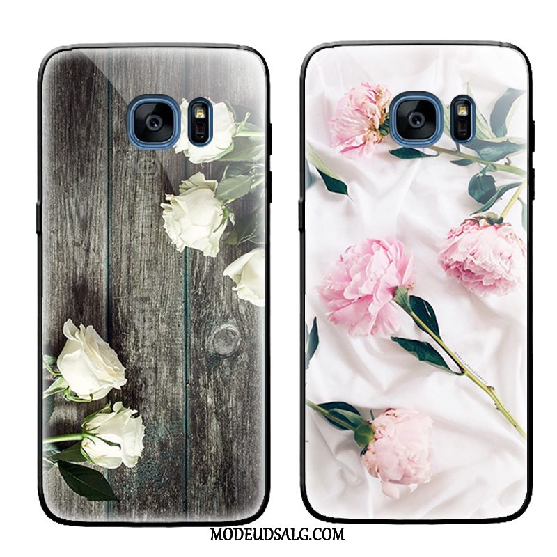 Samsung Galaxy S6 Edge Etui / Cover Beskyttelse Grå Glas Blomster Vintage
