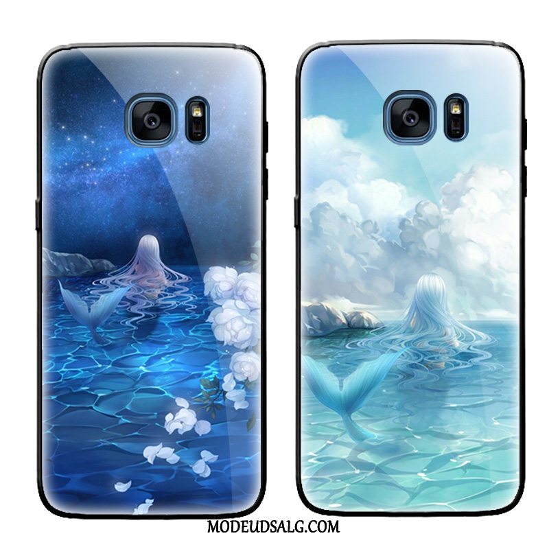 Samsung Galaxy S6 Etui Cartoon Blå Havfrue Glas Cover