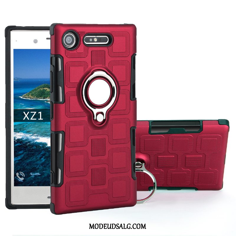 Sony Xperia Xz1 Etui Rød Pu Support Cover Ring