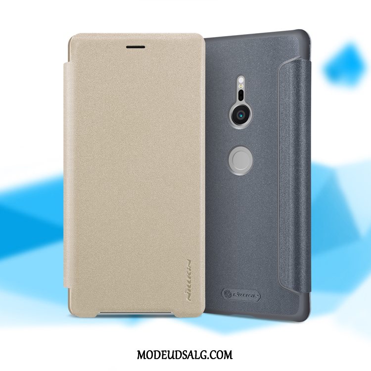 Sony Xperia Xz2 Etui Guld Folio Sort Cover Beskyttelse