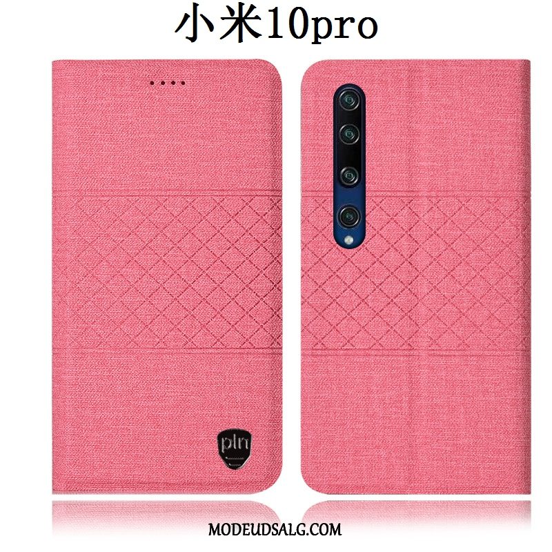 Xiaomi Mi 10 Pro Etui Folio Ungdom Lyserød Bomuld Og Linned Anti-fald