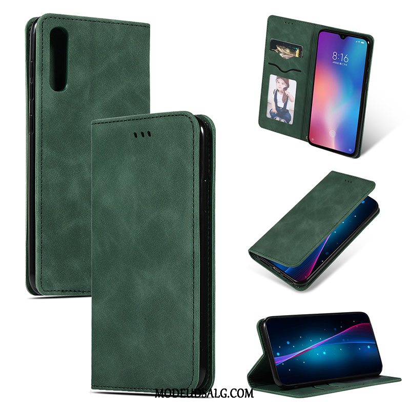 Xiaomi Mi 9 Se Etui Anti-fald Beskyttelse Lille Sektion Mørkegrøn Folio