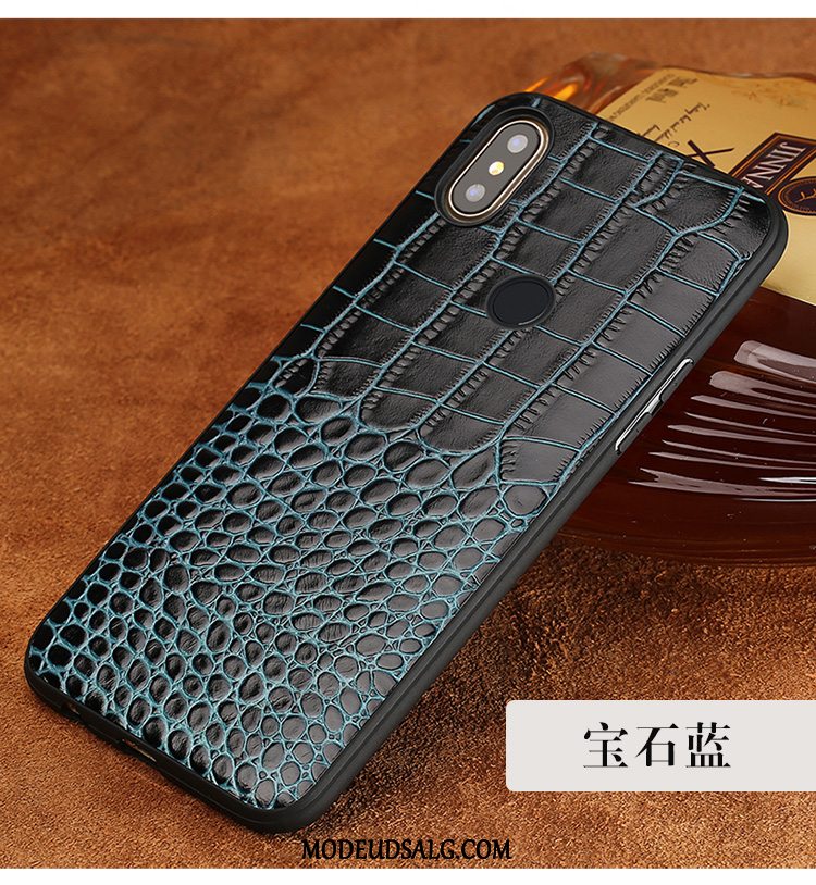 Xiaomi Mi Mix 2s Etui Beskyttelse Blå Sort Anti-fald Ægte Læder