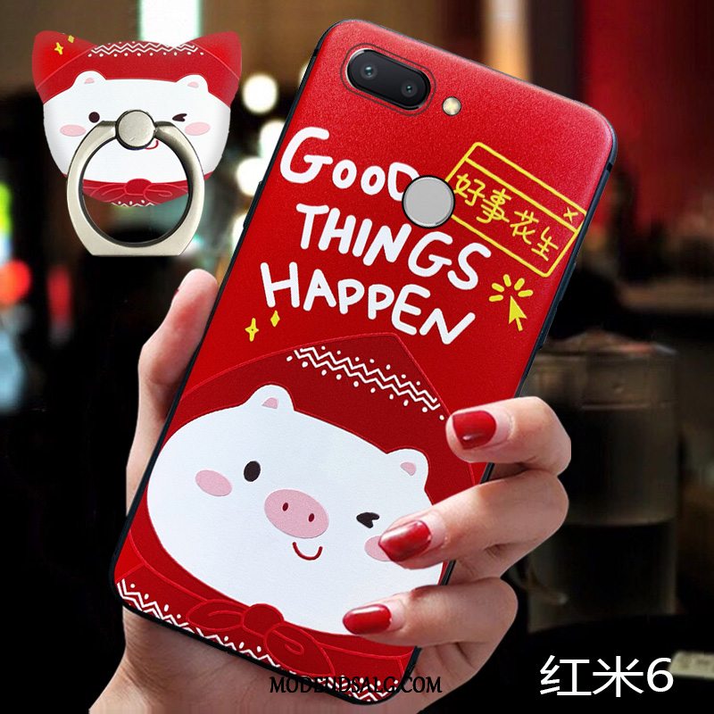 Xiaomi Redmi 6 Etui Silikone Net Red Elskeren Blød Relief