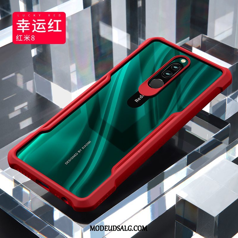 Xiaomi Redmi 8 Etui / Cover Anti-fald Glas Rød Gennemsigtig