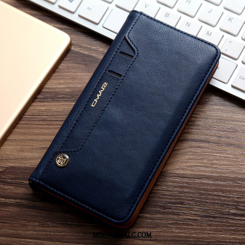 Xiaomi Redmi 8 Etui Folio Cover Kort Blå Lædertaske