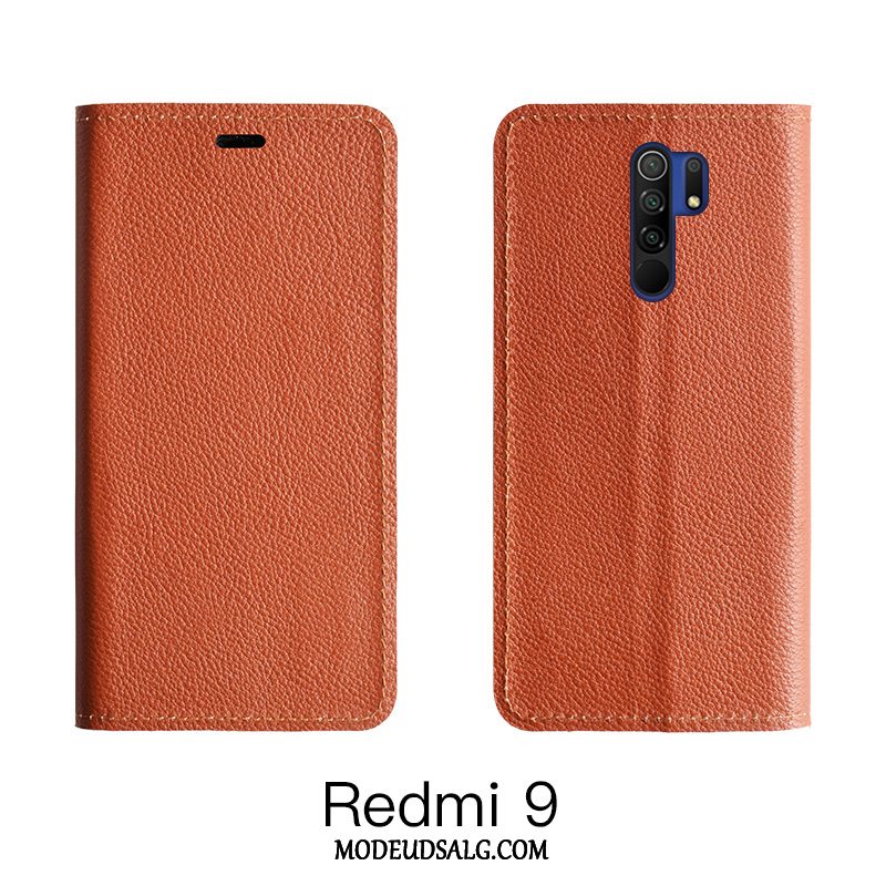 Xiaomi Redmi 9 Etui / Cover Folio Alt Inklusive Lædertaske Orange Rød