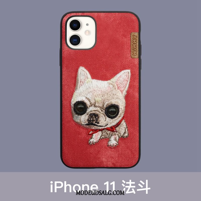 iPhone 11 Etui / Cover Rød Hund Broderi Anti-fald Trendy