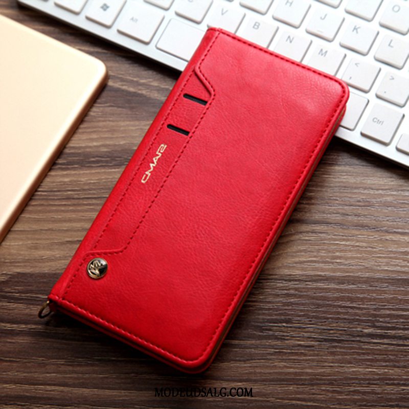 iPhone 7 Etui Tegnebog Lædertaske Cover Anti-fald Rød