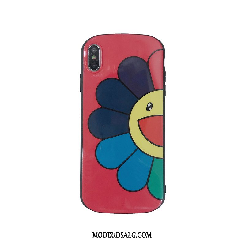 iPhone X Etui / Cover Sol Blomster Smiley Rød