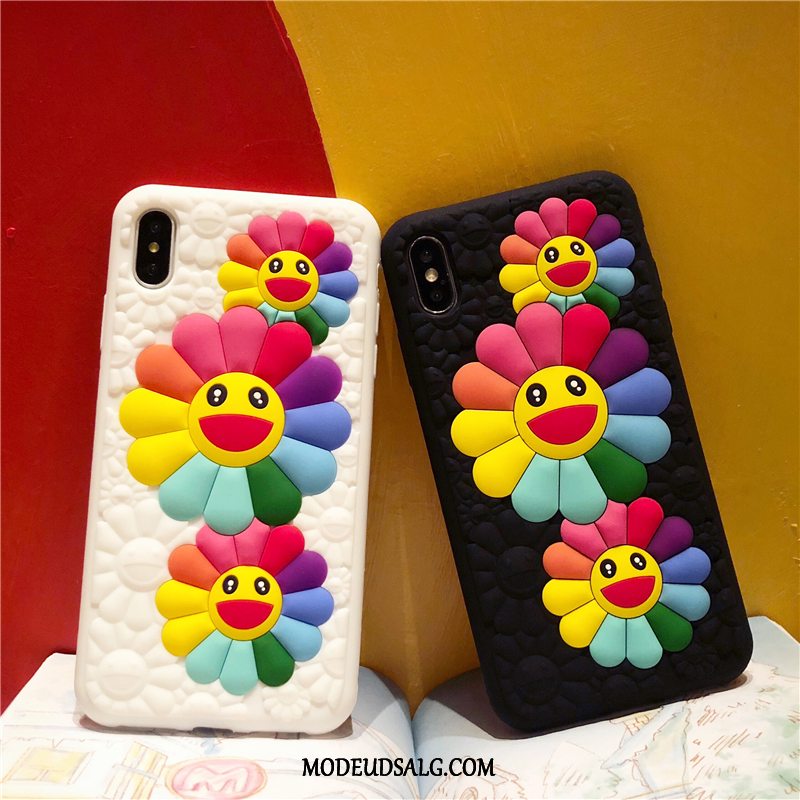iPhone X Etui Smiley Blomster Sol Hvid