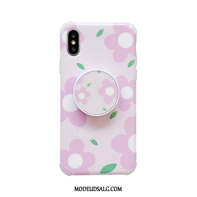 iPhone Xs Max Etui / Cover Blomster Support Frisk Blød Lyserød