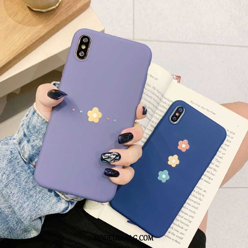 iPhone Xs Max Etui Solid Farve Blomster Nubuck Trendy Silikone